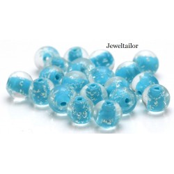 20-100 Glow In The Dark Powder Blue Lampwork Round Glass Beads 10mm ~ Stylish Jewellery Making